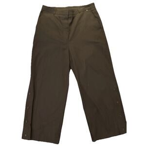 HUGO BOSS Womens Tapika Ankle Trousers Size 12 Dark Brown Stretch Cotton